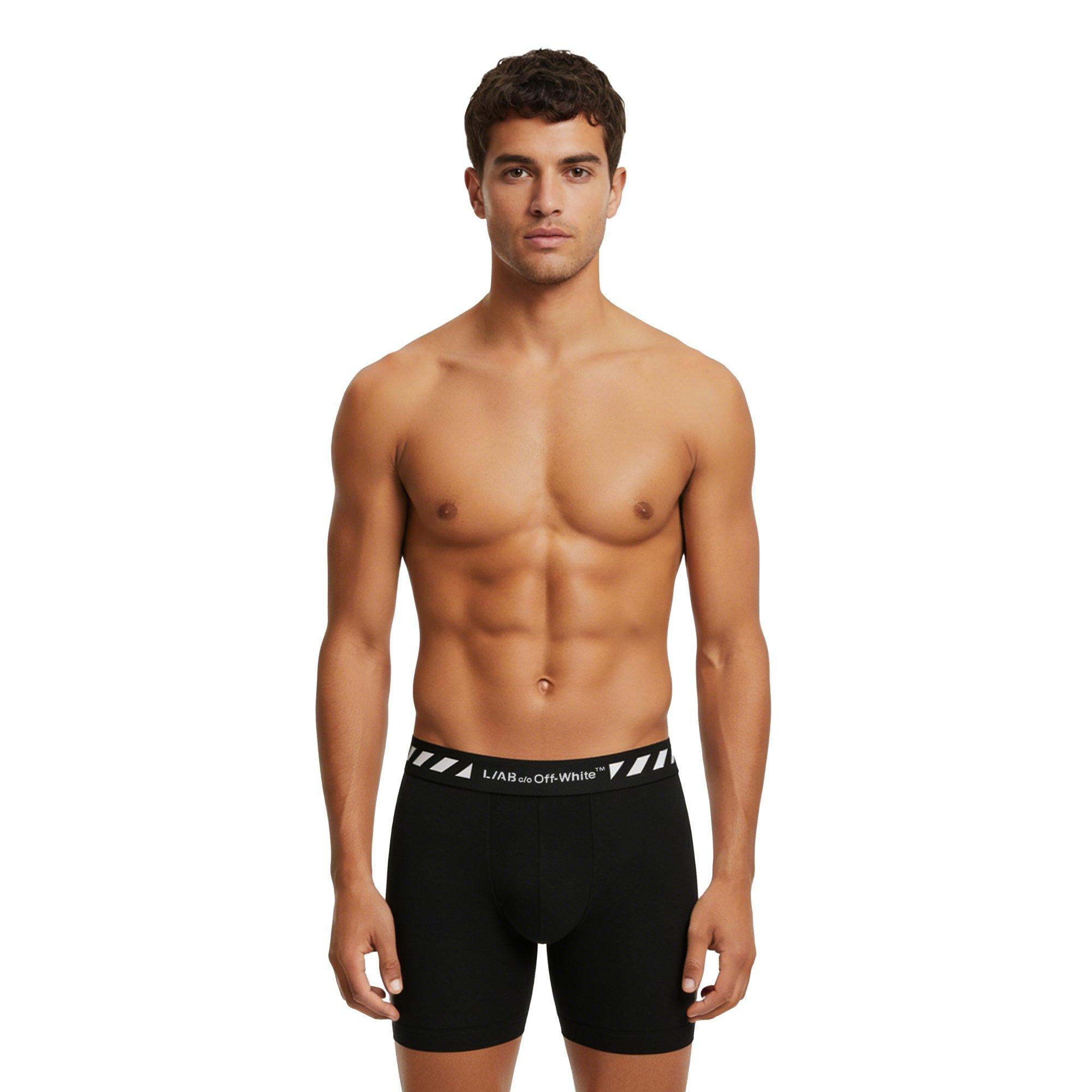 L/AB c/o Off-White Men's Diagonal 6" Boxer Briefs - Black - BLACK